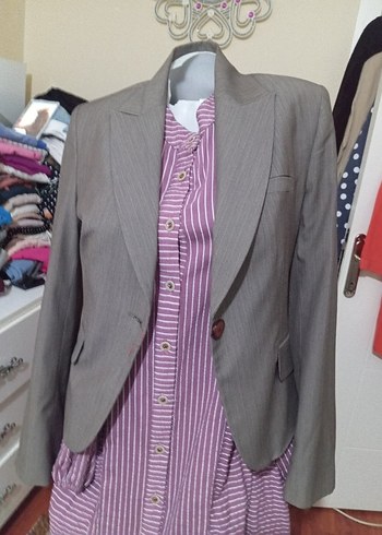 Düğmeli Bej Kadın Blazer Ceket