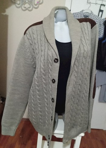 Erkek Gri Örgü Hırka, Düğmeli, Regular Fit - Görsel 5