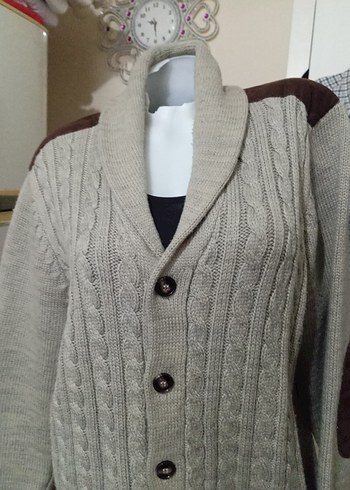 Erkek Gri Örgü Hırka, Düğmeli, Regular Fit - Görsel 2