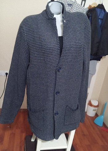 Düğmeli Gri Erkek Triko Hırka - Görsel 6