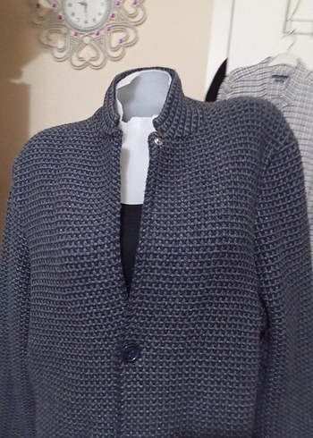 Düğmeli Gri Erkek Triko Hırka - Görsel 3