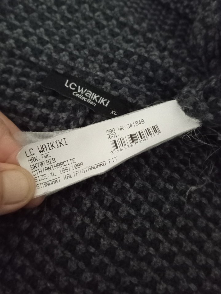 Düğmeli Gri Erkek Triko Hırka - Görsel 5