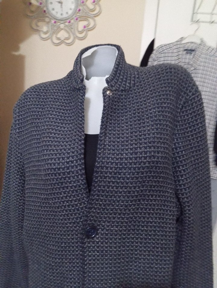 Düğmeli Gri Erkek Triko Hırka - Görsel 3