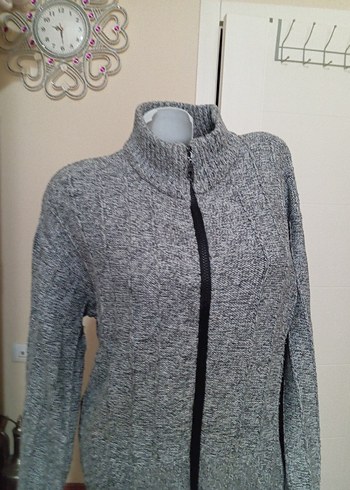 Gri Yüksek Yakalı Erkek Triko Hırka - Görsel 3