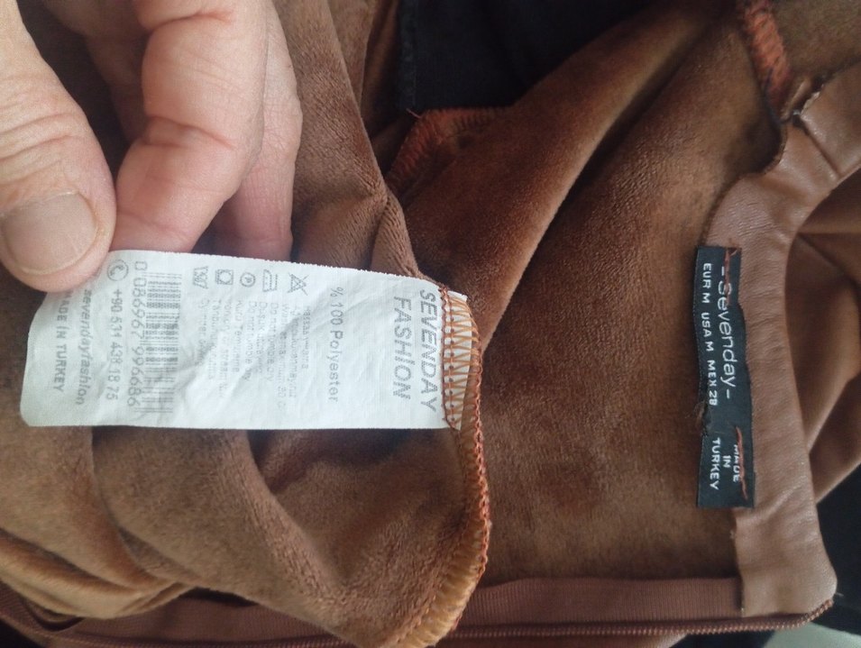 Kahverengi Deri Mini Elbise - Görsel 4