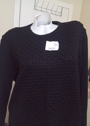 Siyah Örgü Basic Kazak - Görsel 2