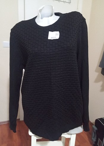 Siyah Örgü Basic Kazak - Görsel 5