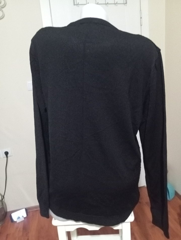 Siyah Örgü Basic Kazak - Görsel 3