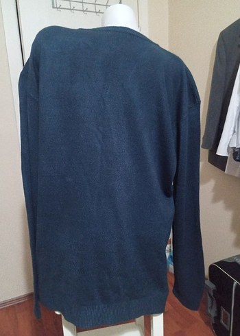 Kadın Mavi Yün Salaş Triko Kazak - Görsel 3