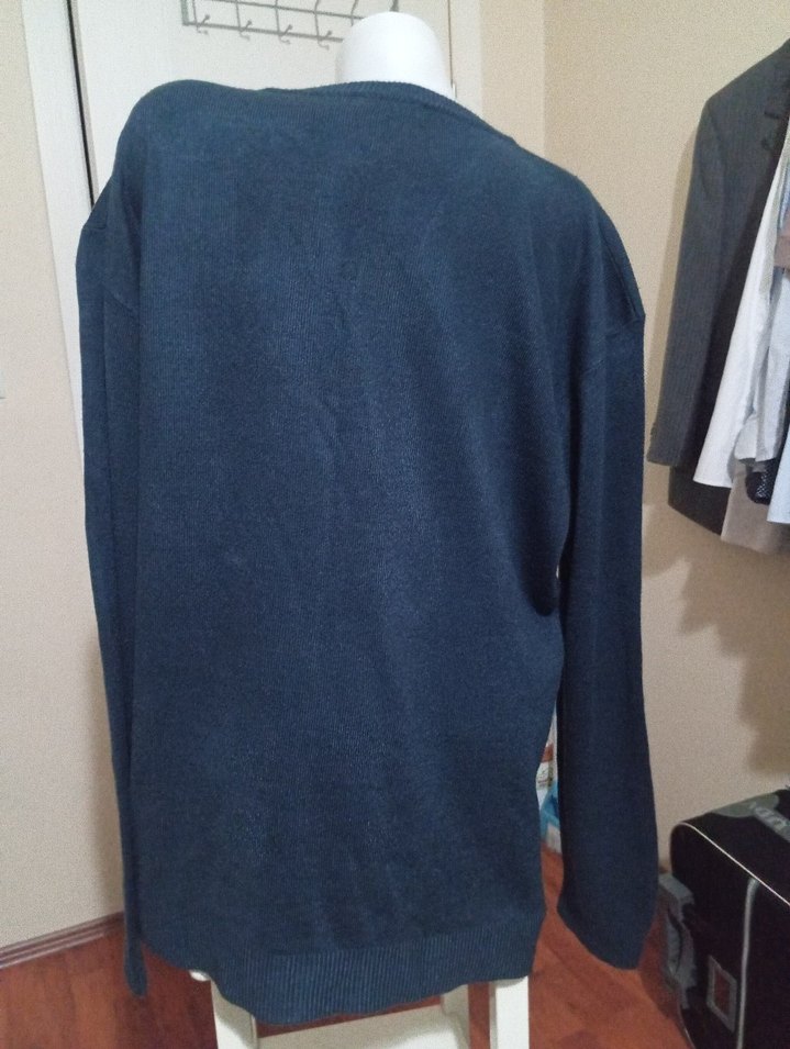 Kadın Mavi Yün Salaş Triko Kazak - Görsel 3