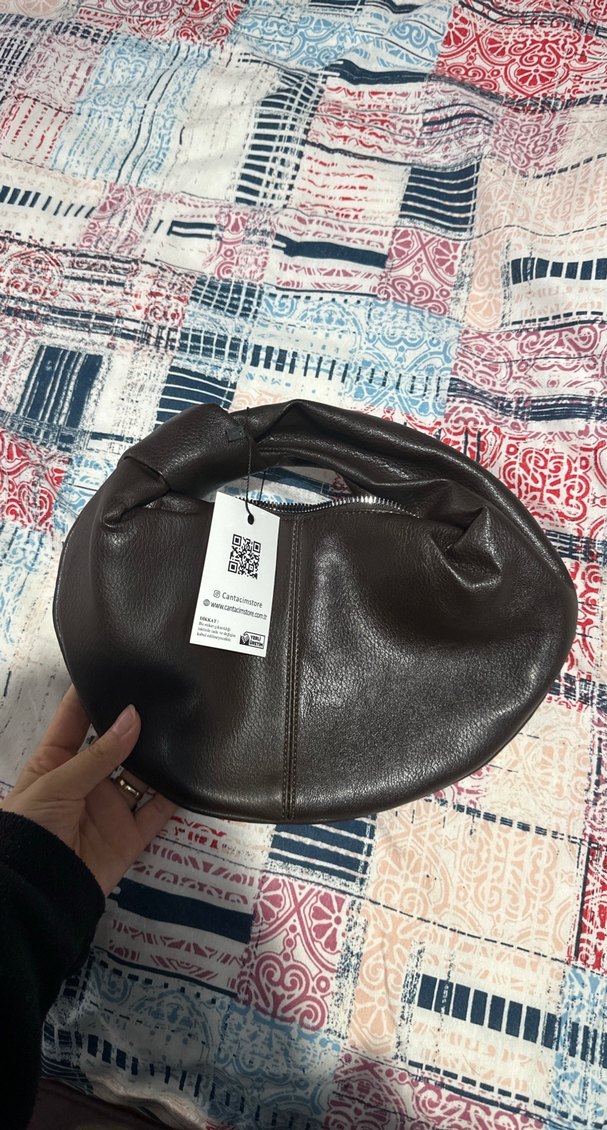 Kahverengi Deri Kadın Omuz Çantası - Görsel 4