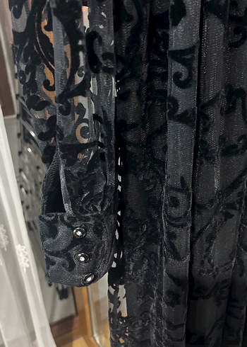 Dantel Detaylı Siyah Uzun Gotik Elbise - Görsel 5