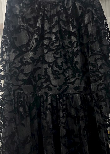 Dantel Detaylı Siyah Uzun Gotik Elbise - Görsel 2