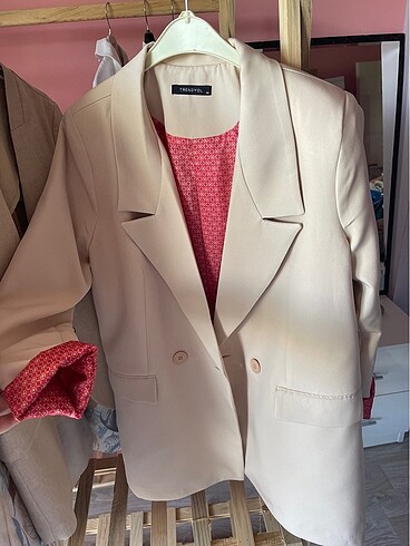 Krem blazer ceket