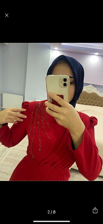Manu Atelier özel tasarım kırmızı tesettür abiye