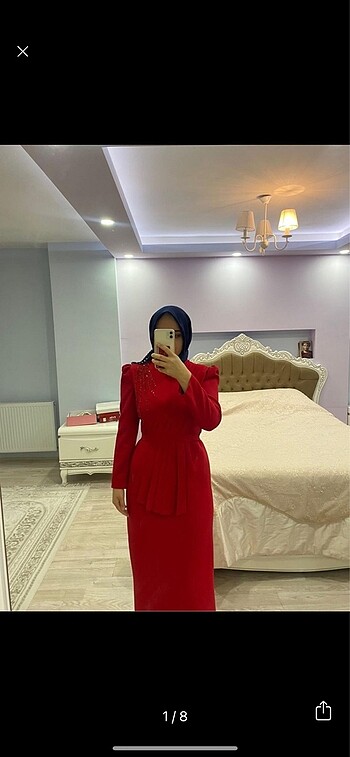 l Beden özel tasarım kırmızı tesettür abiye