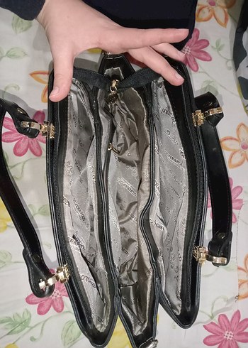 Gri Deri Kadın Çanta Fermuarlı - Görsel 5