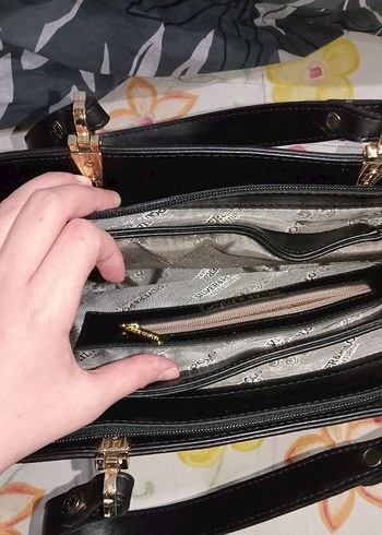 Gri Deri Kadın Çanta Fermuarlı - Görsel 3