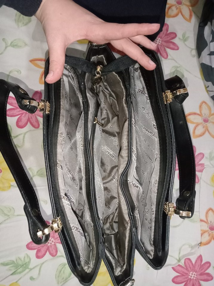 Gri Deri Kadın Çanta Fermuarlı - Görsel 5