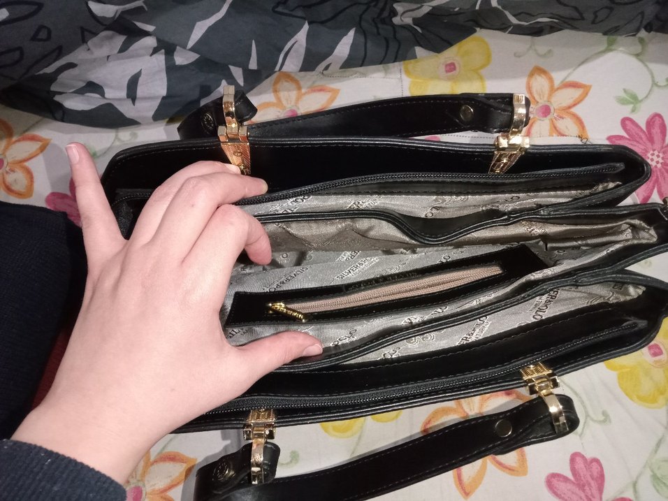 Gri Deri Kadın Çanta Fermuarlı - Görsel 3