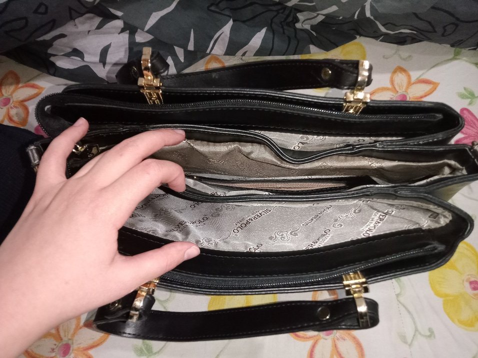 Gri Deri Kadın Çanta Fermuarlı - Görsel 4