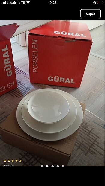 Güral porselen 6 kişilik 18 parça yemek takımı
