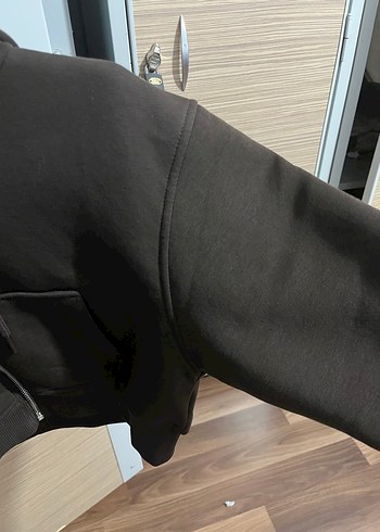 m Beden Kahverengi Fermuarlı Spor Crop Hırka