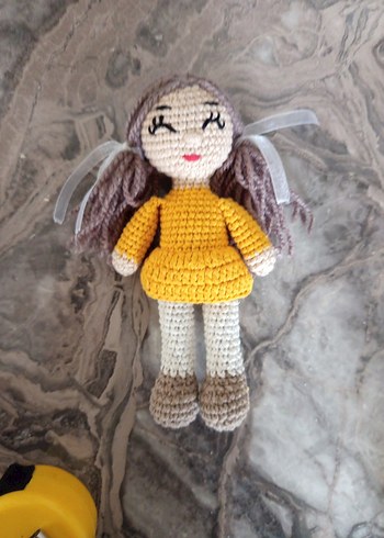 Renkli Örgü Kahverengi Saçlı Bebek - Görsel 3