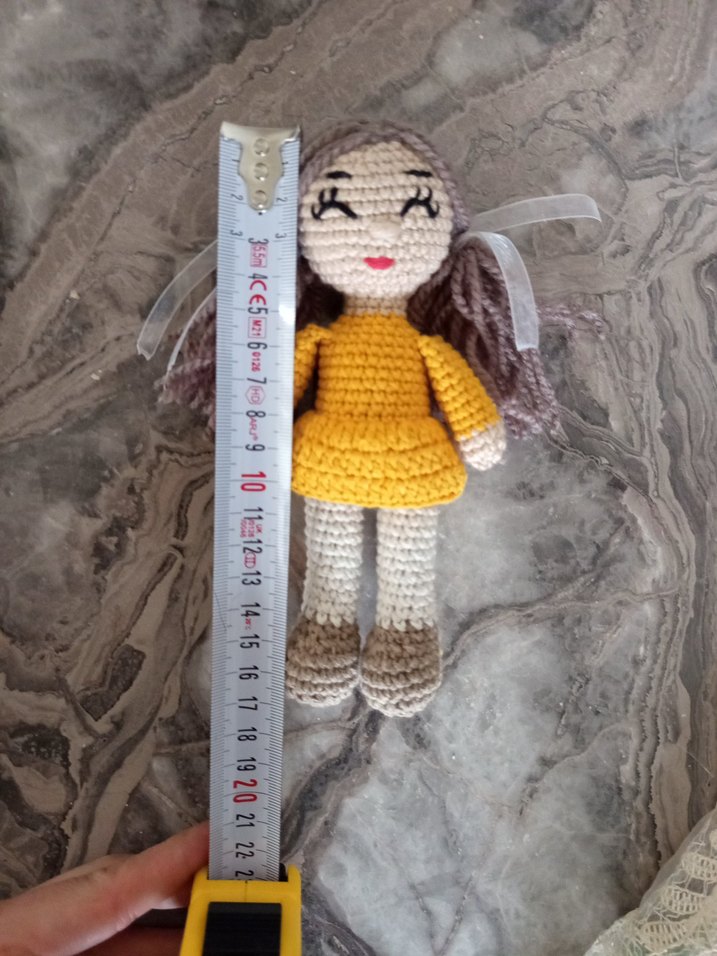 Renkli Örgü Kahverengi Saçlı Bebek - Görsel 4