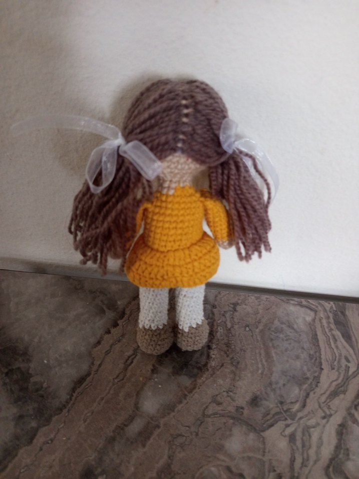 Renkli Örgü Kahverengi Saçlı Bebek - Görsel 2