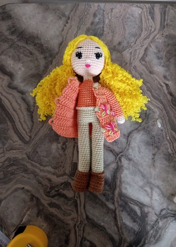 Renkli Örgü Bebek Sarı Saçlı - Görsel 4