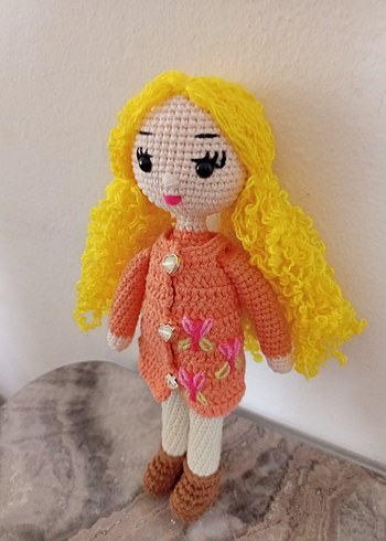 Renkli Örgü Bebek Sarı Saçlı - Görsel 2