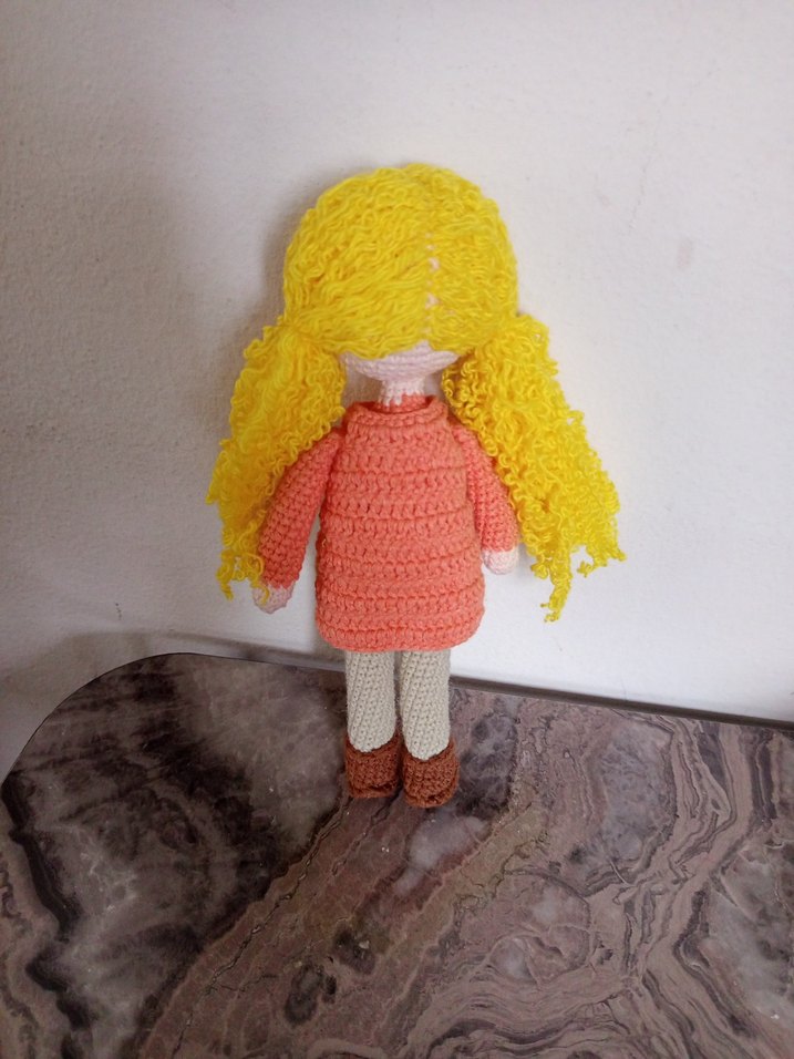 Renkli Örgü Bebek Sarı Saçlı - Görsel 3