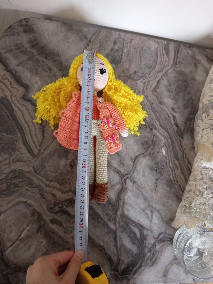 Renkli Örgü Bebek Sarı Saçlı - Görsel 5