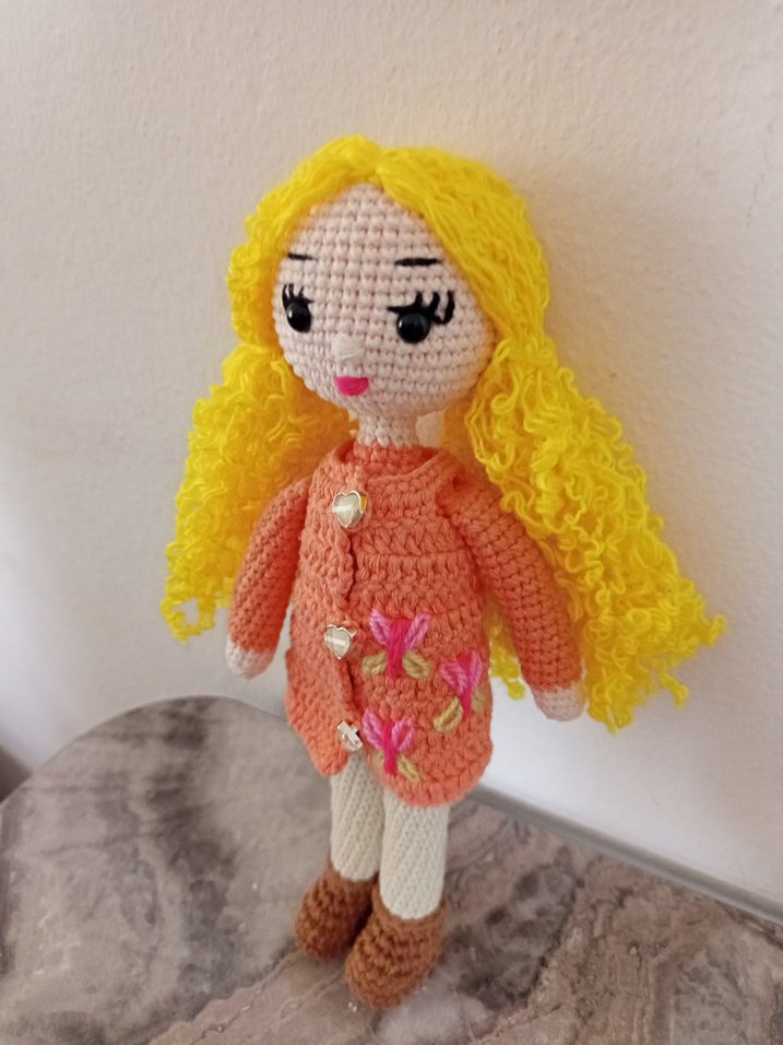 Renkli Örgü Bebek Sarı Saçlı - Görsel 2