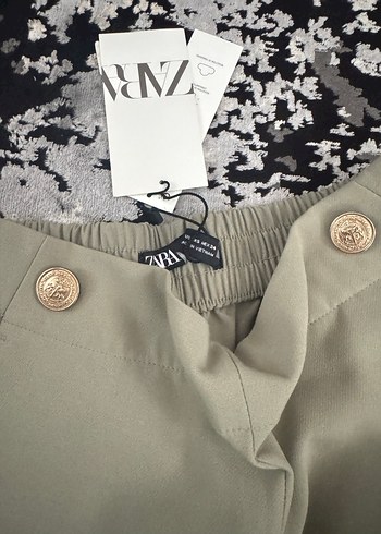 Düğmeli su yeşili Kadın Kumaş Pantolon - Görsel 2