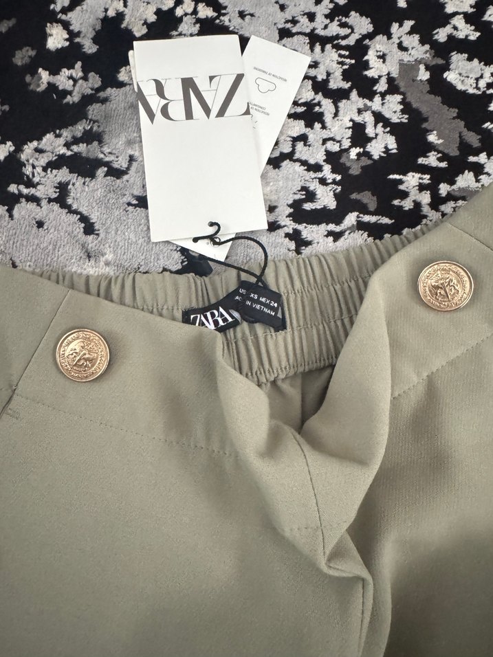 Düğmeli su yeşili Kadın Kumaş Pantolon - Görsel 2