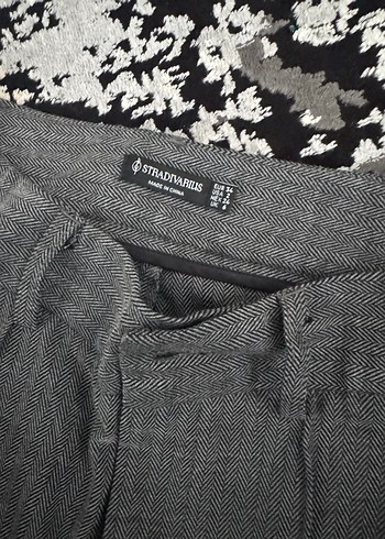 Gri Pilili Kadın Kumaş Pantolon - Görsel 2