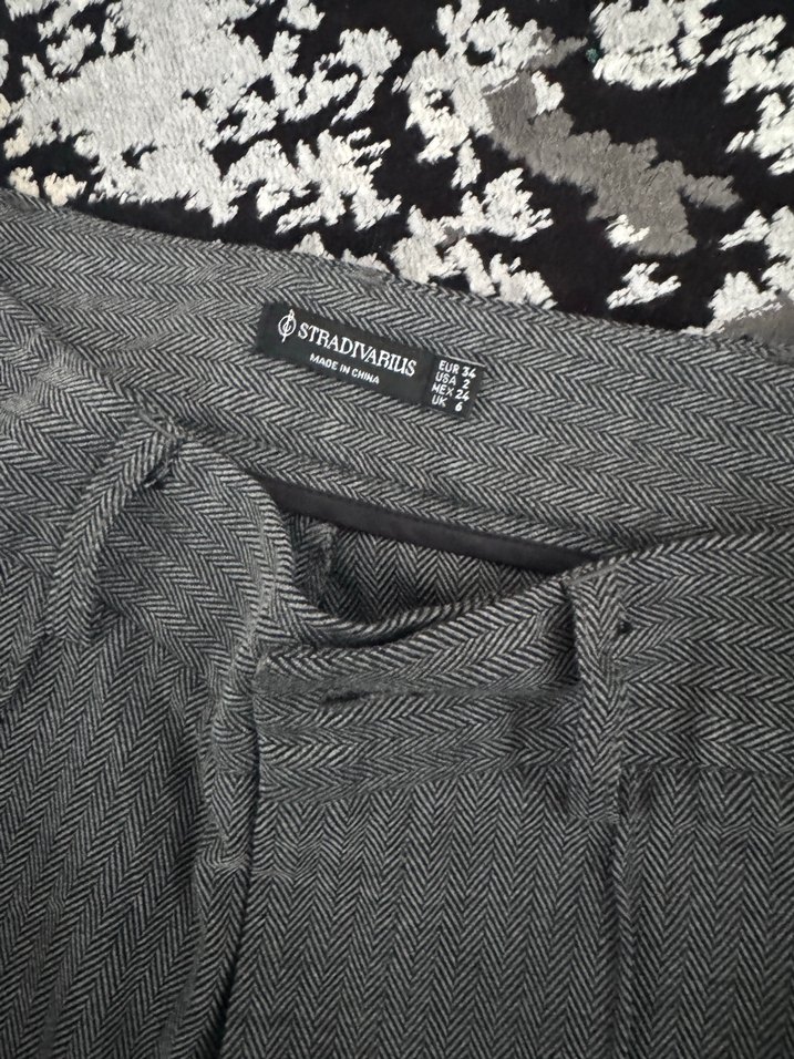 Gri Pilili Kadın Kumaş Pantolon - Görsel 2