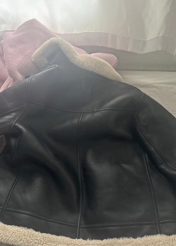 Kürk Detaylı Siyah Deri Biker Ceket - Görsel 4