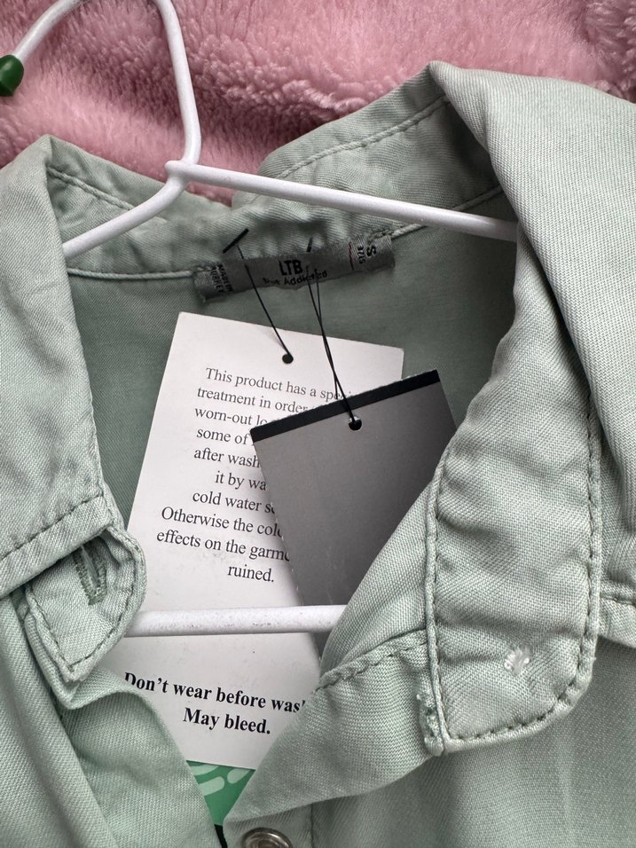 Su yeşili Denim Kadın Gömlek - Görsel 2