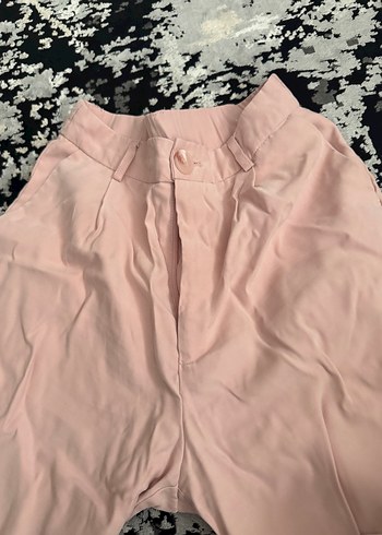 Pembe Bol Kesim Uzun Kadın Kumaş Pantolon - Görsel 2