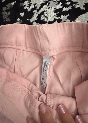 Pembe Bol Kesim Uzun Kadın Kumaş Pantolon - Görsel 3