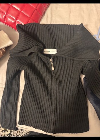 Siyah Yarım Fermuarlı Yüksek Yaka Triko Kazak - Görsel 2