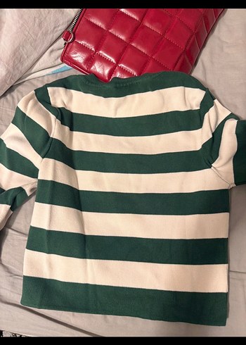 Uzun Kollu Çizgili Triko Tişört - Görsel 2