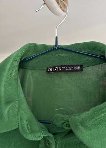 Düğmeli Yeşil Kadın Keten Gömlek - Görsel 2