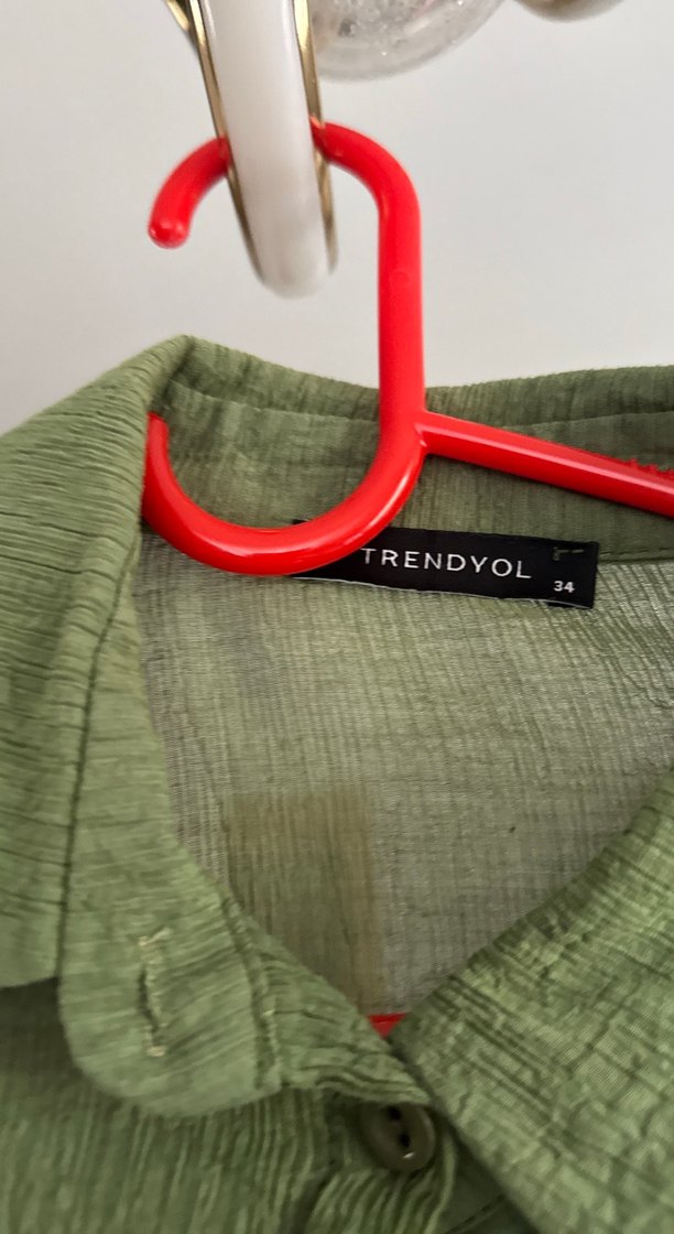 Kadın Haki Keten Salaş Gömlek - Görsel 2