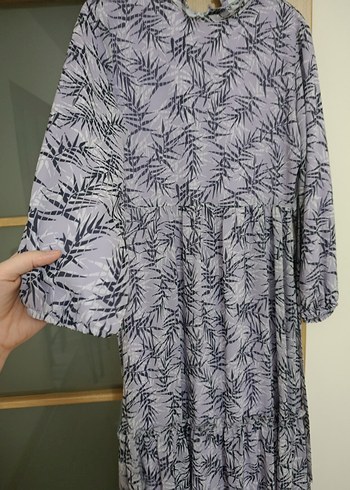 Uzun Kollu Piliseli Bohem Mor Elbise - Görsel 2