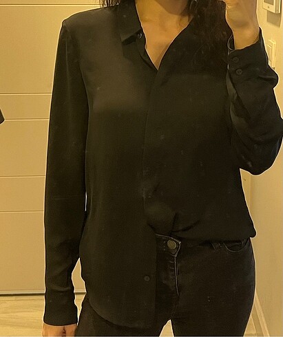 Siyah gömlek hm - Görsel 5