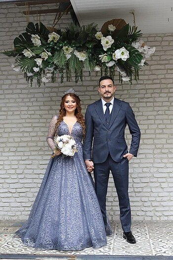 l Beden gri Renk Nişan Elbisesi
